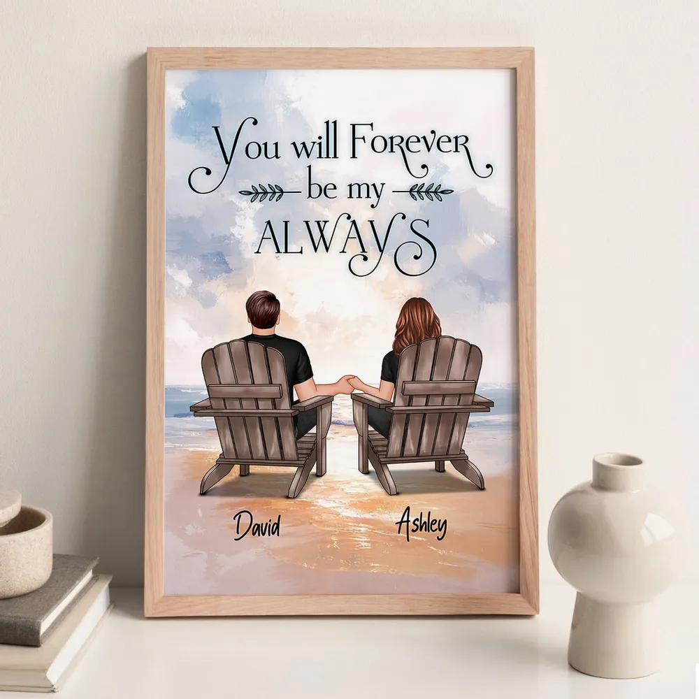 You & Me Forever Couple Poster, Personalized Beach Sunset Wall Decor, Sweet Romantic Gift for Couple - Image 5