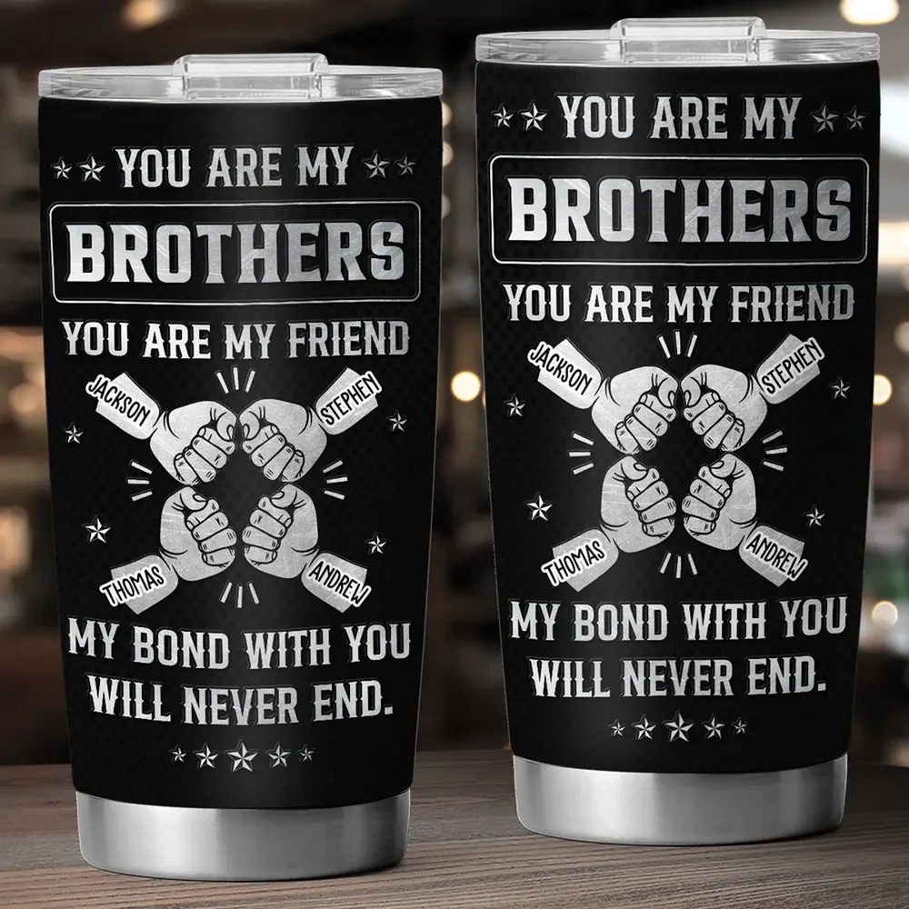 Personalized Insulated Travel Tumbler Brothers Quote Fist Bump Design Unique Gift For Brother Friendship Keepsake - Image 2