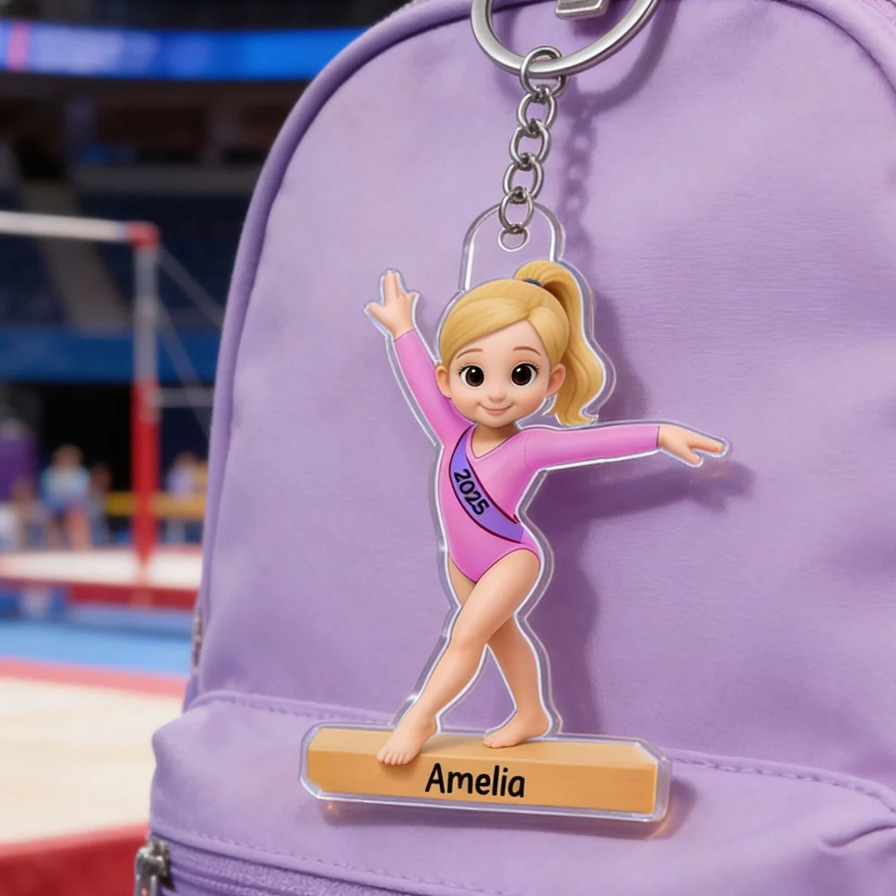 Custom Name Gymnastics Acrylic Keychain Bright Cute Charm for Backpack or Keys A Sweet Unique Gift