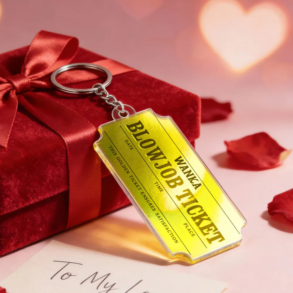 Funny Golden Ticket Acrylic Keychain Cute Charm - A Playful Romantic Gift with Personalized Option for Him or Her - Image 5