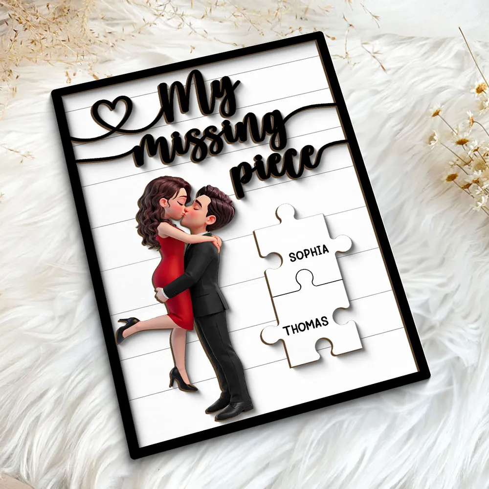 2-Layer Wooden Plaque You Are My Missing Piece - Personalized Couple Kissing Keepsake, Sweet Gift For Husband Or Wife - Image 5