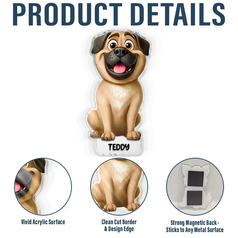 Personalized Acrylic Fridge Magnet with Cute Cartoon Pets, Colorful Kitchen Decor, Unique Gift for Dog & Cat Lovers - Image 4