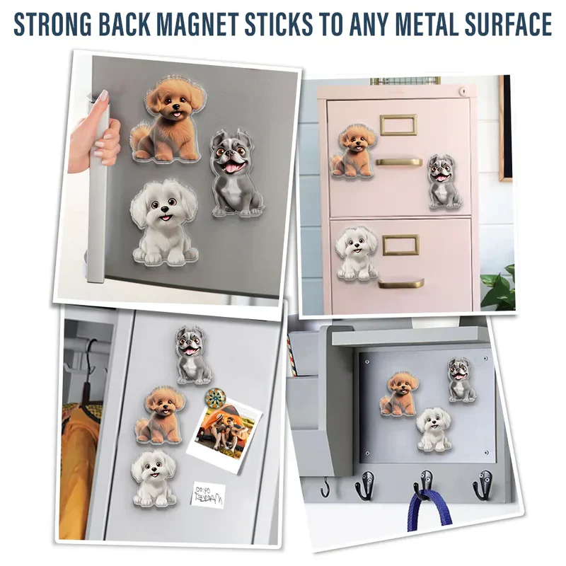Personalized Acrylic Fridge Magnet with Cute Cartoon Pets, Colorful Kitchen Decor, Unique Gift for Dog & Cat Lovers - Image 5