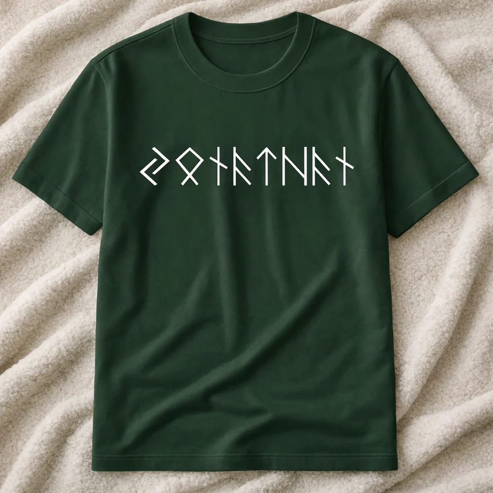 Personalized Runes Name Classic Tee, Minimal Viking-Inspired Rune Text Shirt, Unique Gift for Him or Her