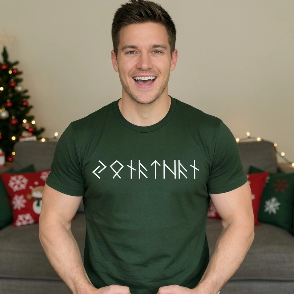 Personalized Runes Name Classic Tee, Minimal Viking-Inspired Rune Text Shirt, Unique Gift for Him or Her - Image 2