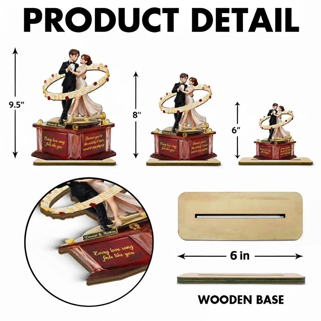 Personalized 2-Layer Wooden Plaque Dancing Couple with Musical Notes Romantic Gift for Him or Her, A Unique Love Keepsake - Image 4