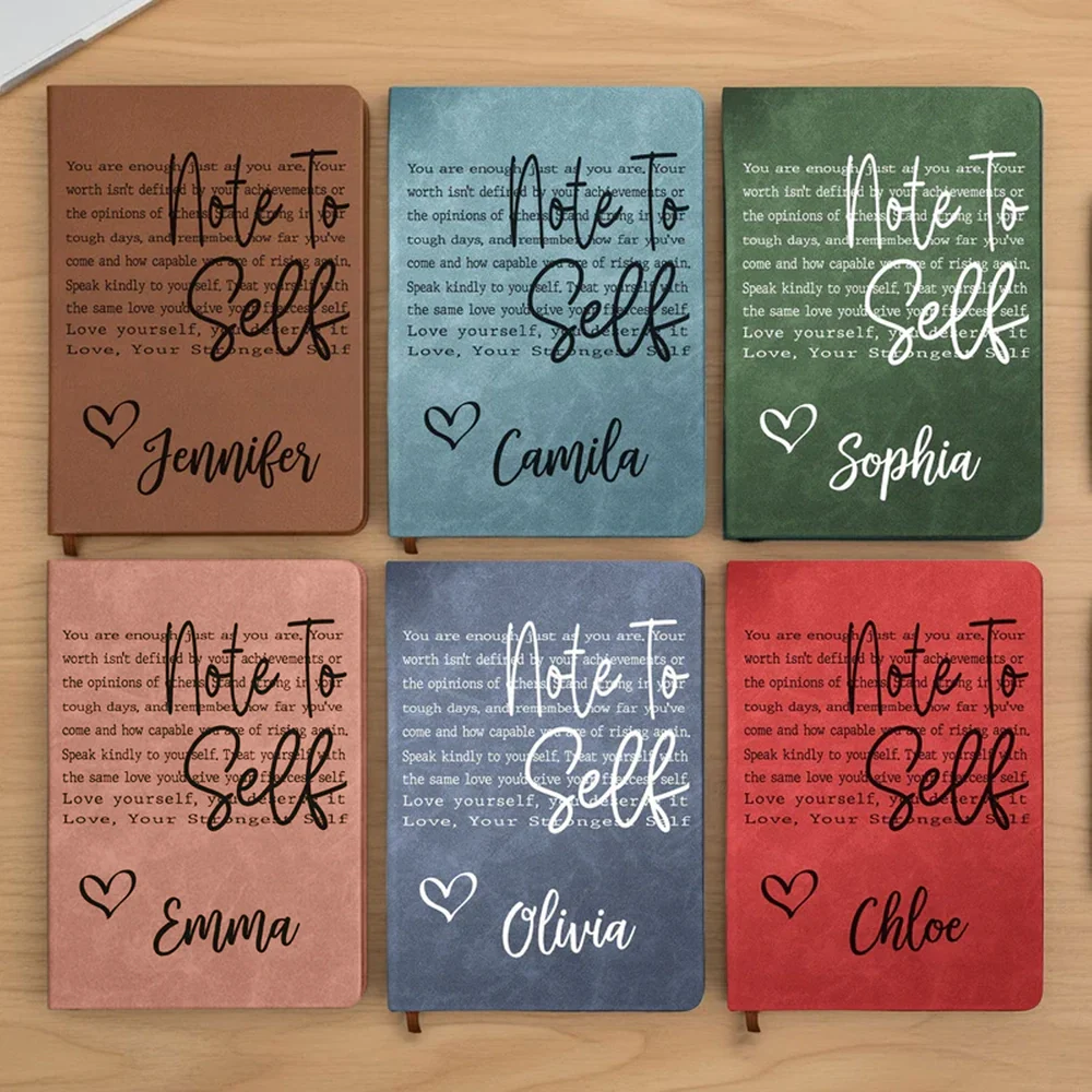 Self Love Affirmation Leather Journal, Personalized Name Gift for Her, A Heartwarming Pick Me Up for Tough Days