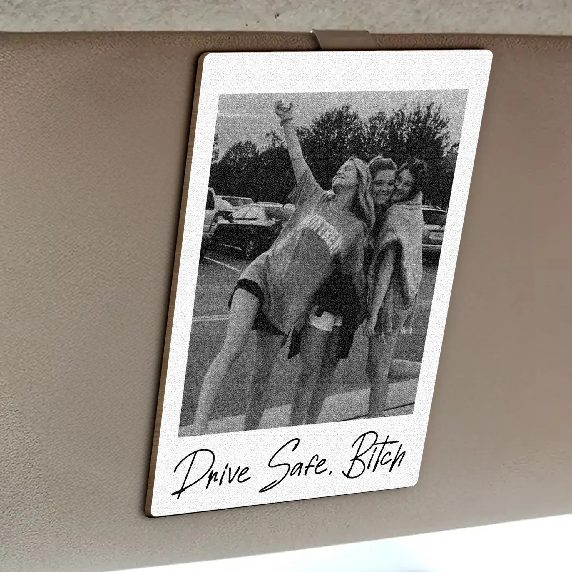 Personalized Wooden Car Visor Clip Polaroid-Style Photo Keepsake for Best Friends, Cute Travel Companion Unique Gift - Image 3