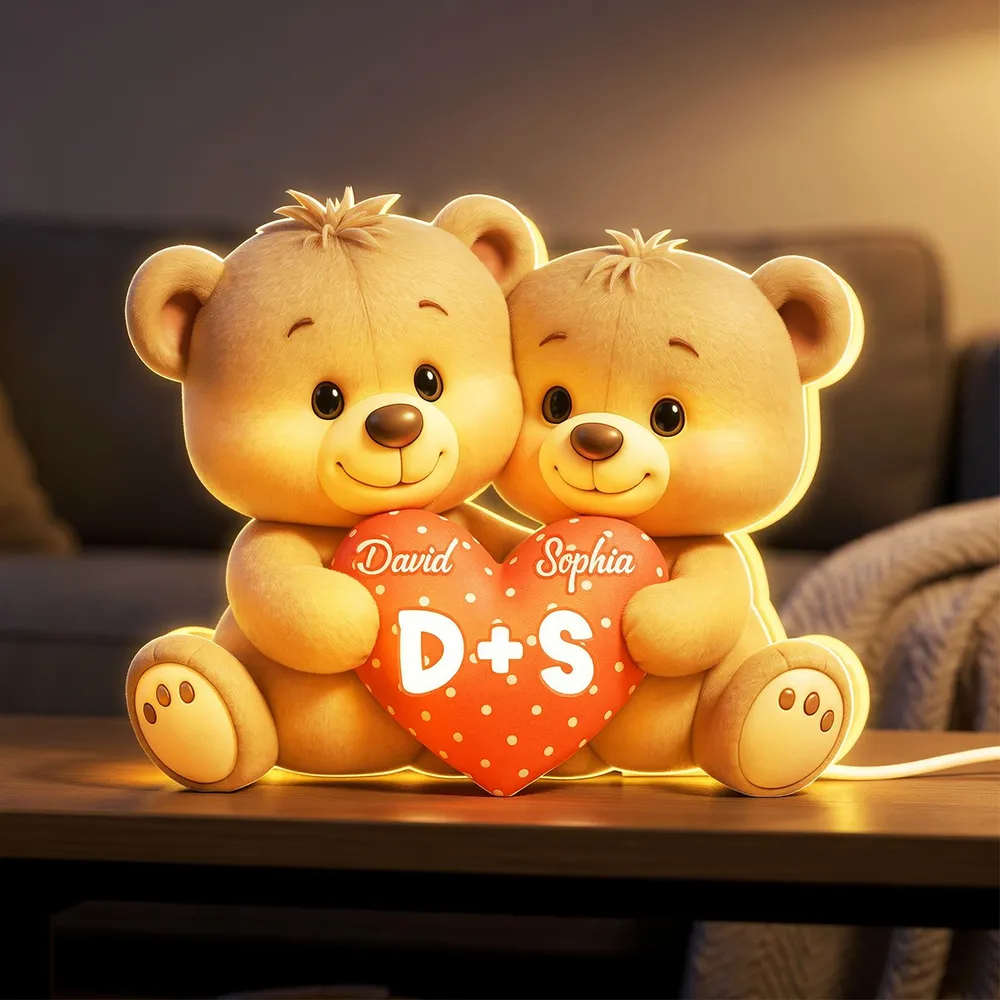 Personalized Bear Couple Acrylic Car Hanger Rearview Mirror Decor, Cute Heart Design, Unique Gift for Couples - Image 8