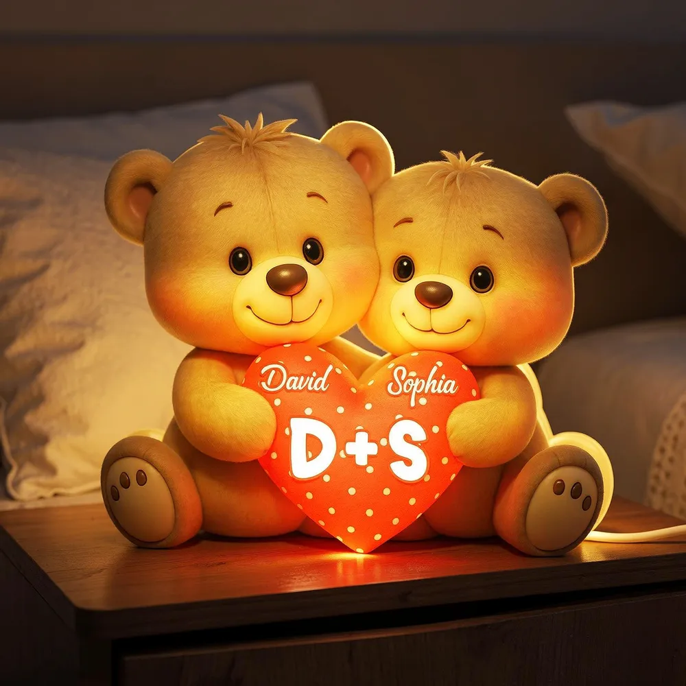 Personalized Bear Couple Acrylic Car Hanger Rearview Mirror Decor, Cute Heart Design, Unique Gift for Couples - Image 9