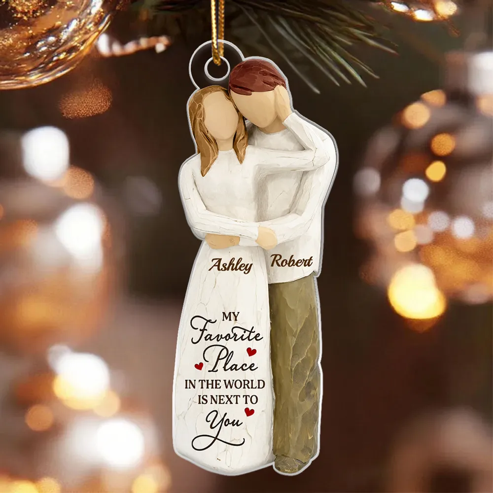 Personalized Couple Hugging Acrylic Ornament Romantic Christmas Tree Decor Unique Creative Gift For Husband Or Wife