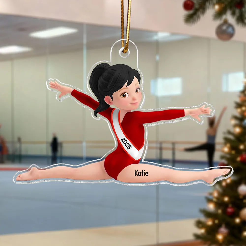 Custom Gymnastics Acrylic Ornament With Pink Leotard Look, Sweet Holiday Tree Decor, Creative Gift For Kids - Image 7