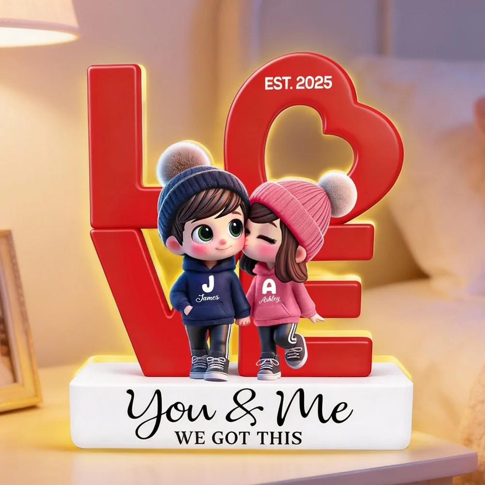 You & Me We Got This Acrylic Light Box with Warm Glow - Personalized Romantic Keepsake Gift for Couples