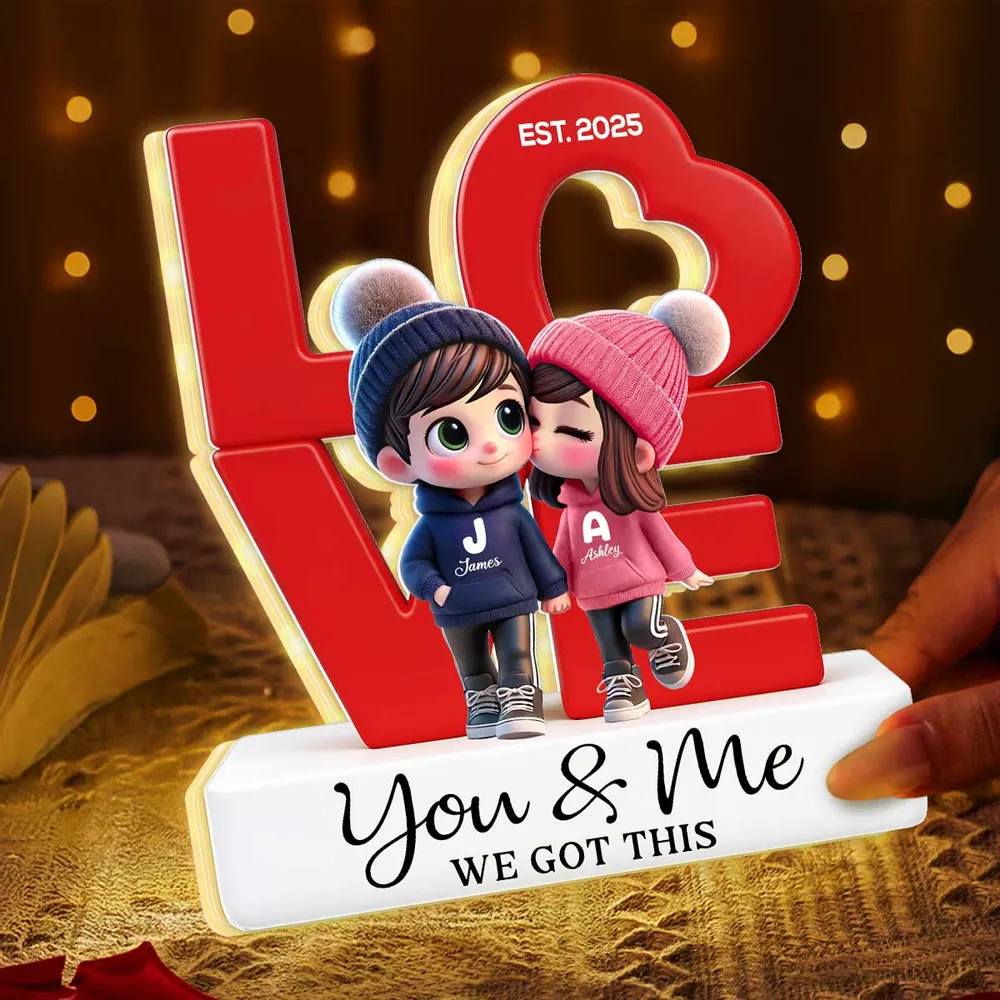 You & Me We Got This Acrylic Light Box with Warm Glow - Personalized Romantic Keepsake Gift for Couples - Image 2