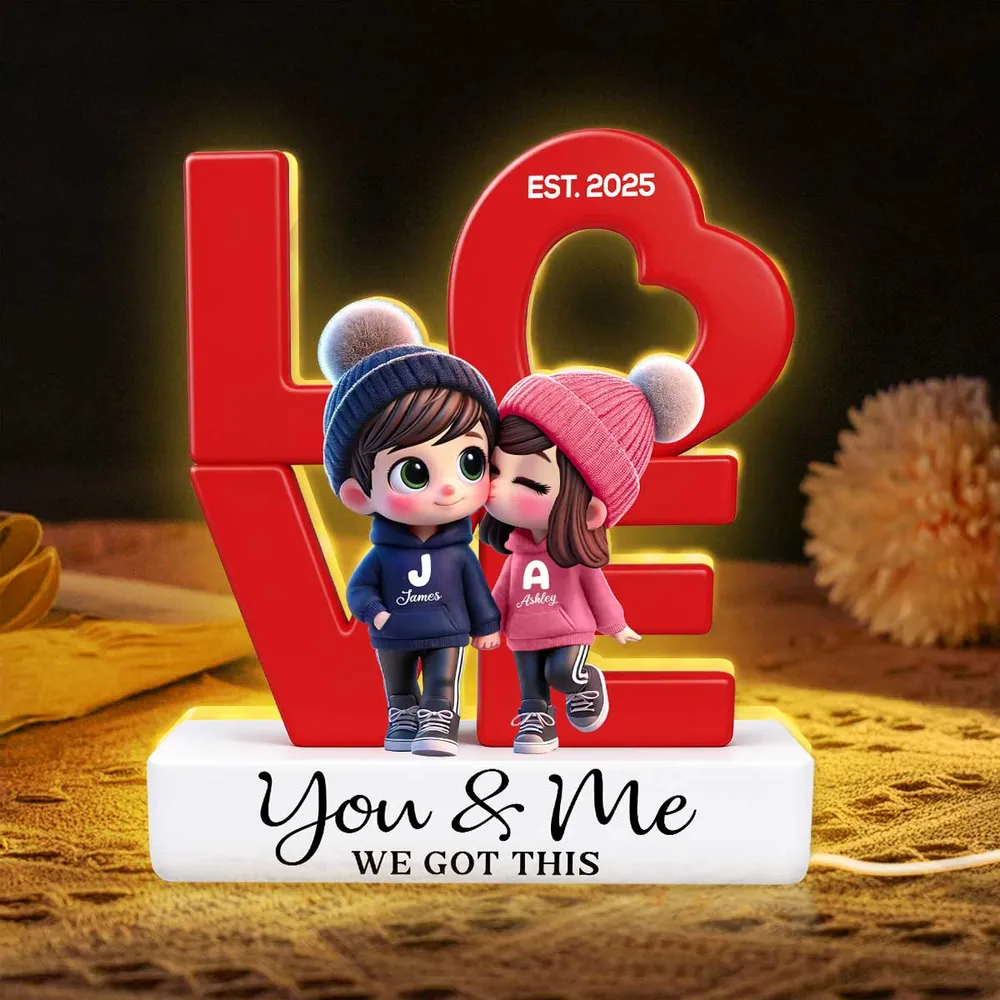 You & Me We Got This Acrylic Light Box with Warm Glow - Personalized Romantic Keepsake Gift for Couples - Image 3