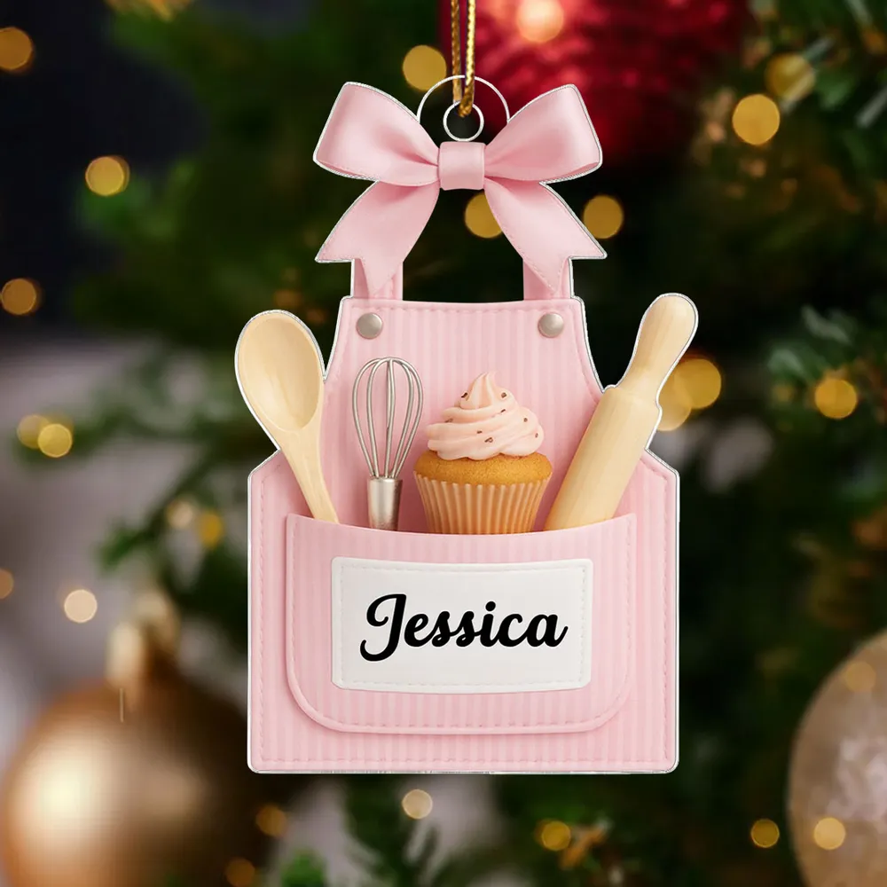 Acrylic Ornament Personalized Sweet Baking Apron with Cupcake Look for Holiday Home Decor, Heartwarming Gift for Her - Image 7