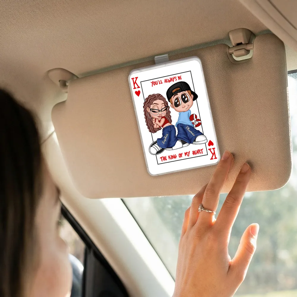 King of My Heart Playing Card Couple Car Visor Clip - Personalized Cute Cartoon Keepsake, Creative Gift for Couples - Image 3