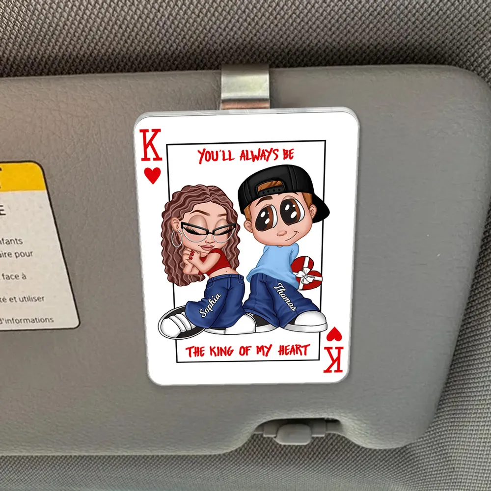 King of My Heart Playing Card Couple Car Visor Clip - Personalized Cute Cartoon Keepsake, Creative Gift for Couples - Image 6