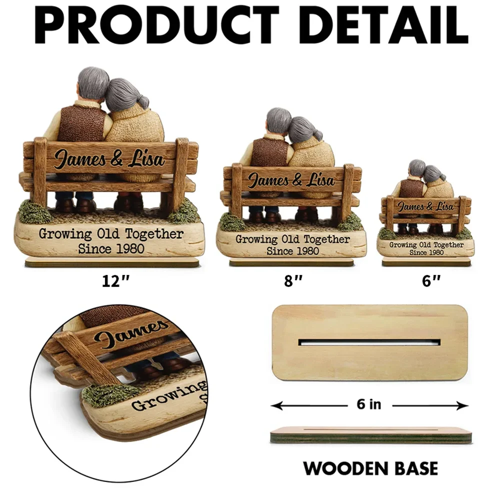 Personalized 2-Layer Wooden Plaque with Cuddling Couple on a Bench, Unique Gift for Couples, Sweet Home Display - Image 7