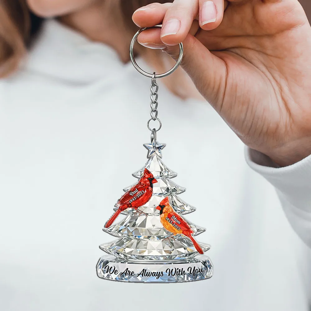 Personalized Acrylic Car Hanger with Cardinals and Christmas Tree, We Are Always With You, Unique Memorial Gift - Image 3