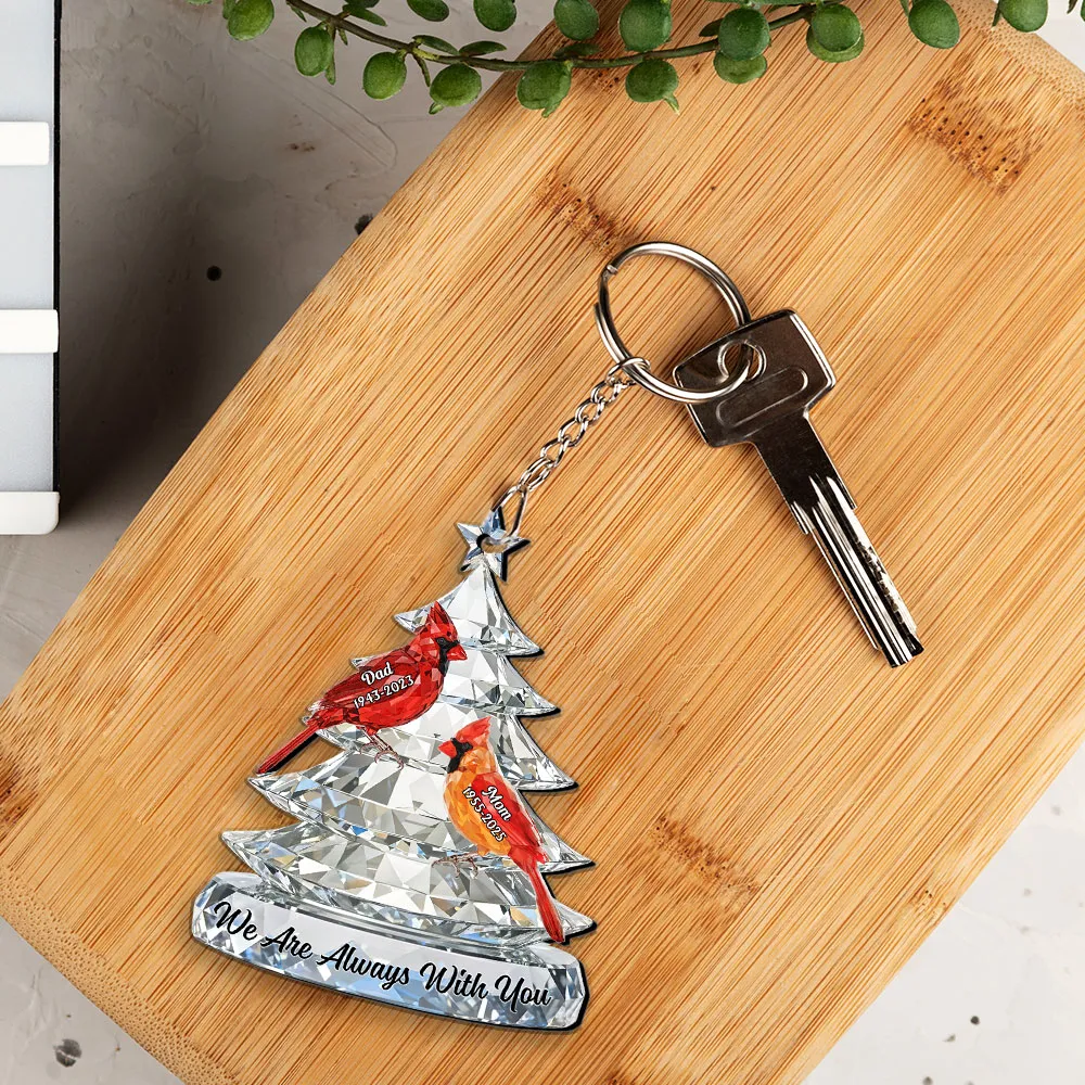 Personalized Acrylic Car Hanger with Cardinals and Christmas Tree, We Are Always With You, Unique Memorial Gift - Image 4
