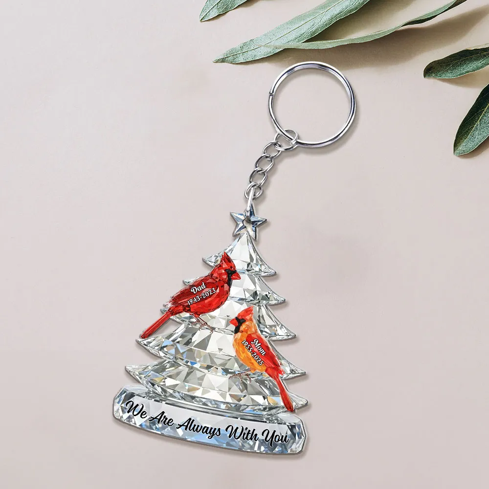 Personalized Acrylic Car Hanger with Cardinals and Christmas Tree, We Are Always With You, Unique Memorial Gift - Image 5