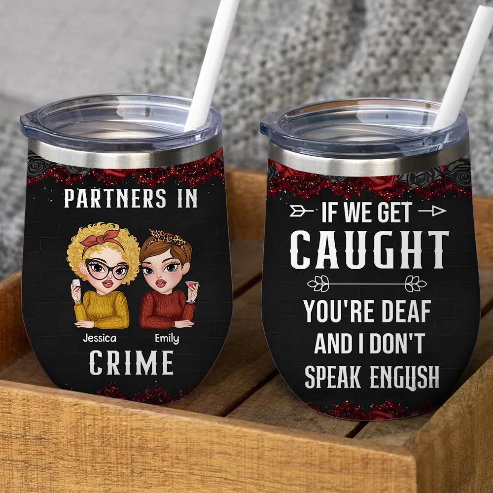 Personalized Partners In Crime Eggshell Cup, Funny Best Friends Cartoon Girls with Roses, Unique Gift for Your Ride-or-Die - Image 2