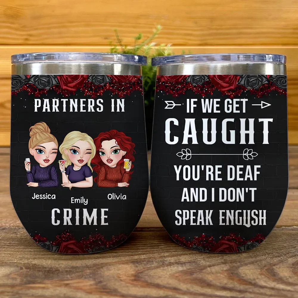 Personalized Partners In Crime Eggshell Cup, Funny Best Friends Cartoon Girls with Roses, Unique Gift for Your Ride-or-Die - Image 3