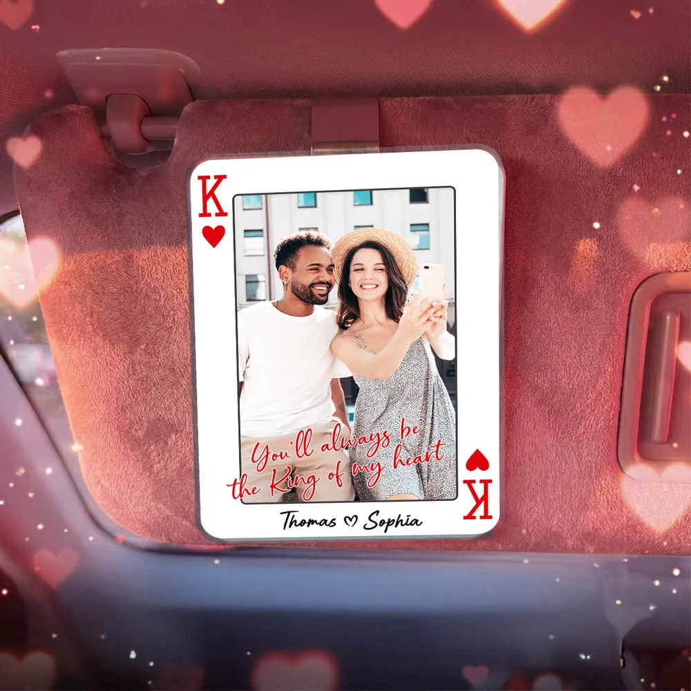 Personalized Acrylic Car Visor Clip Photo Card Couple Selfie Sweet Quote - Unique Romantic Gift for Him or Her - Image 3