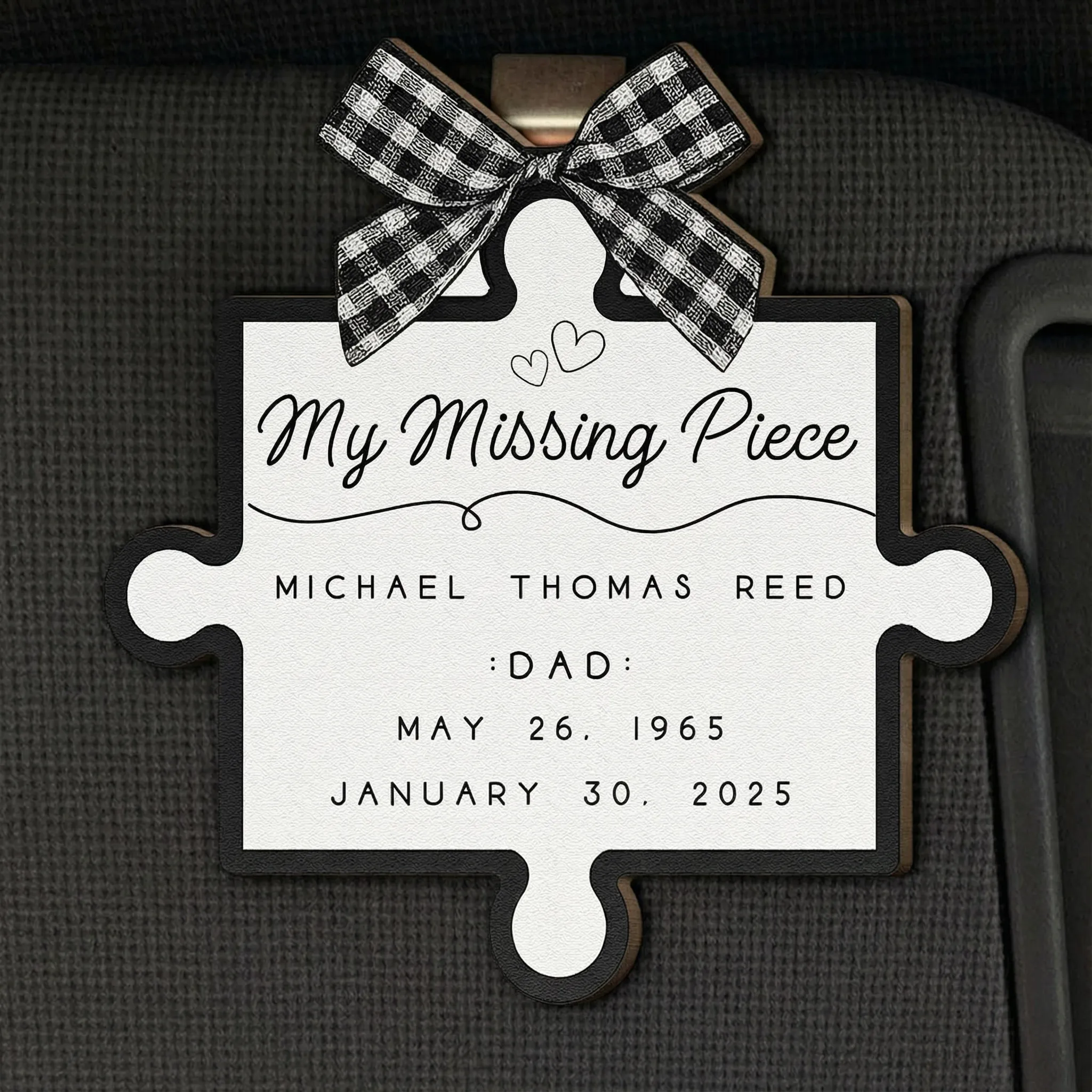 Personalized Wooden Car Visor Clip My Missing Piece Puzzle Keepsake for Mom or Dad, Unique Memorial Gift for Daily Drives