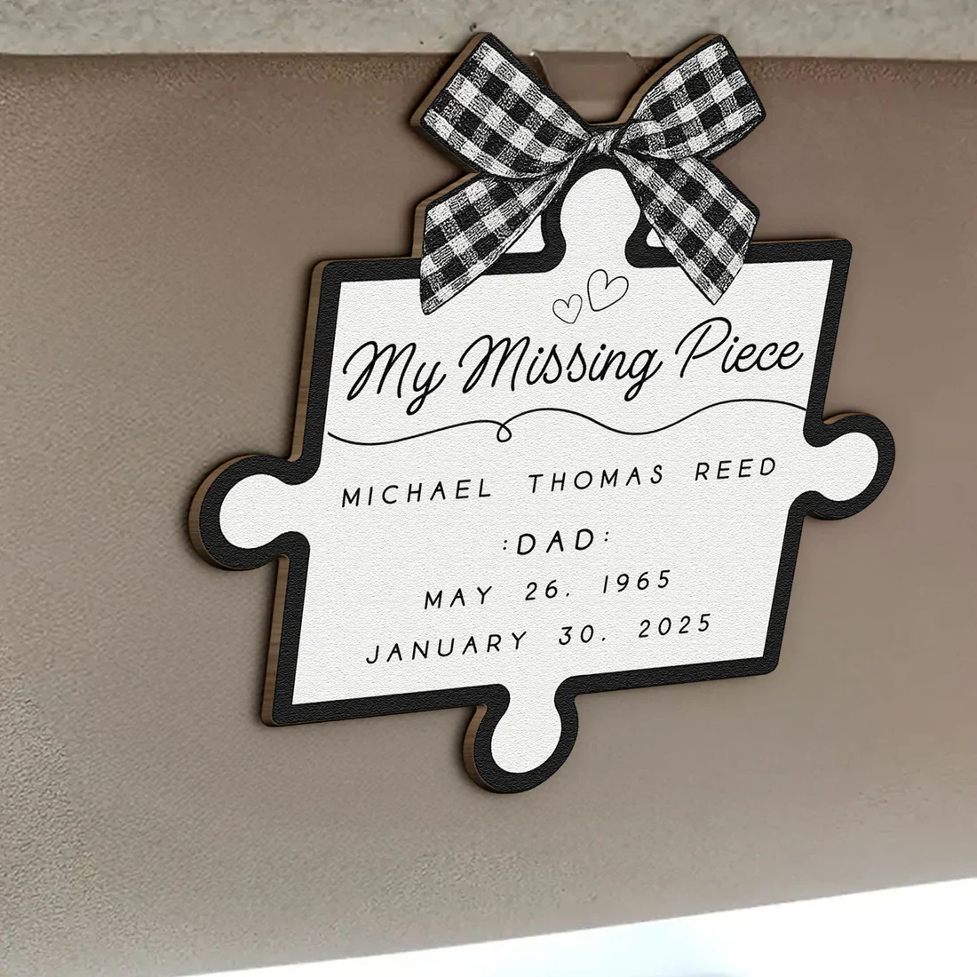 Personalized Wooden Car Visor Clip My Missing Piece Puzzle Keepsake for Mom or Dad, Unique Memorial Gift for Daily Drives - Image 3