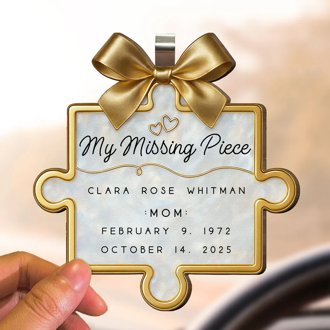 Personalized Wooden Car Visor Clip My Missing Piece Puzzle Keepsake for Mom or Dad, Unique Memorial Gift for Daily Drives - Image 4