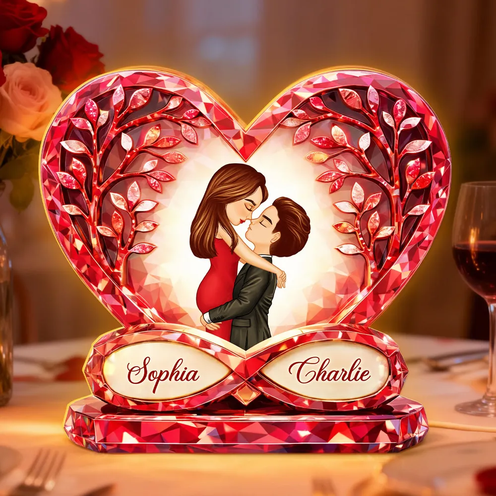 Personalized Acrylic Light Box with Kissing Couple in Heart, Warm Glow Bedroom Decor, Unique Gift for Him or Her - Image 5