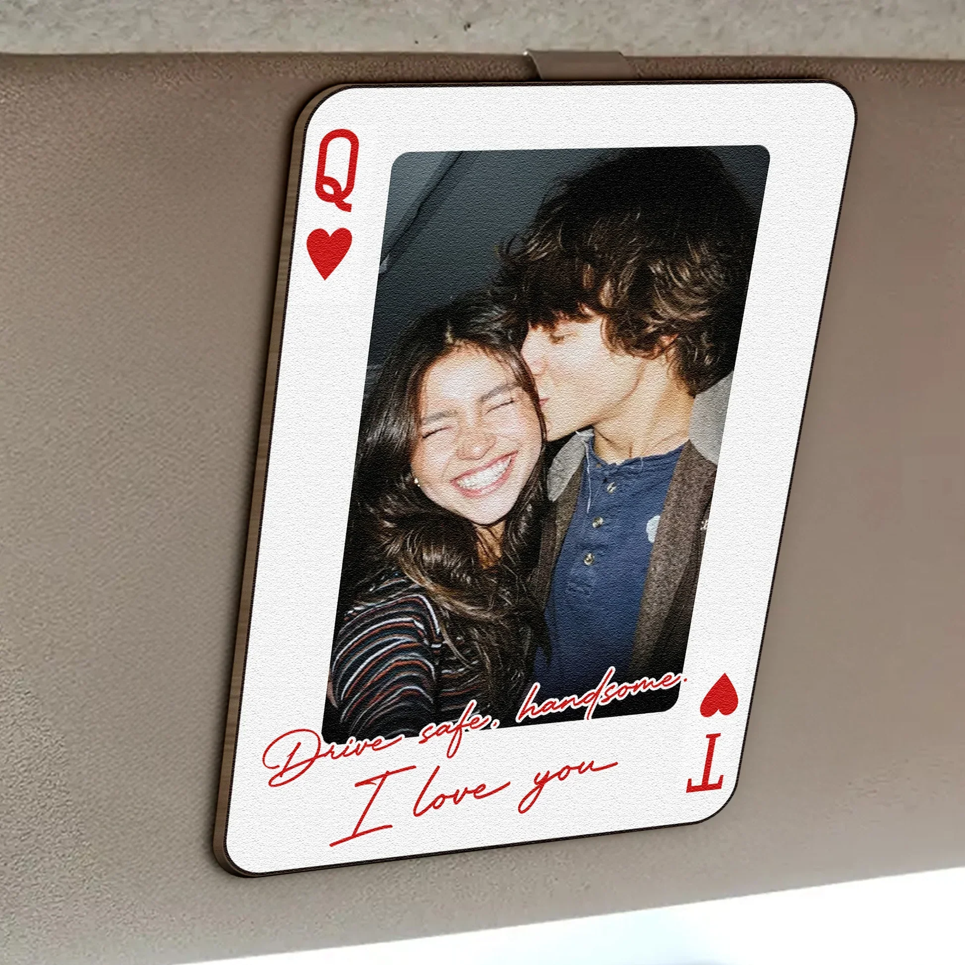 Personalized Wooden Car Visor Clip With Photo Card Style - Drive Safe Love Note For Couple, Unique Gift - Image 4