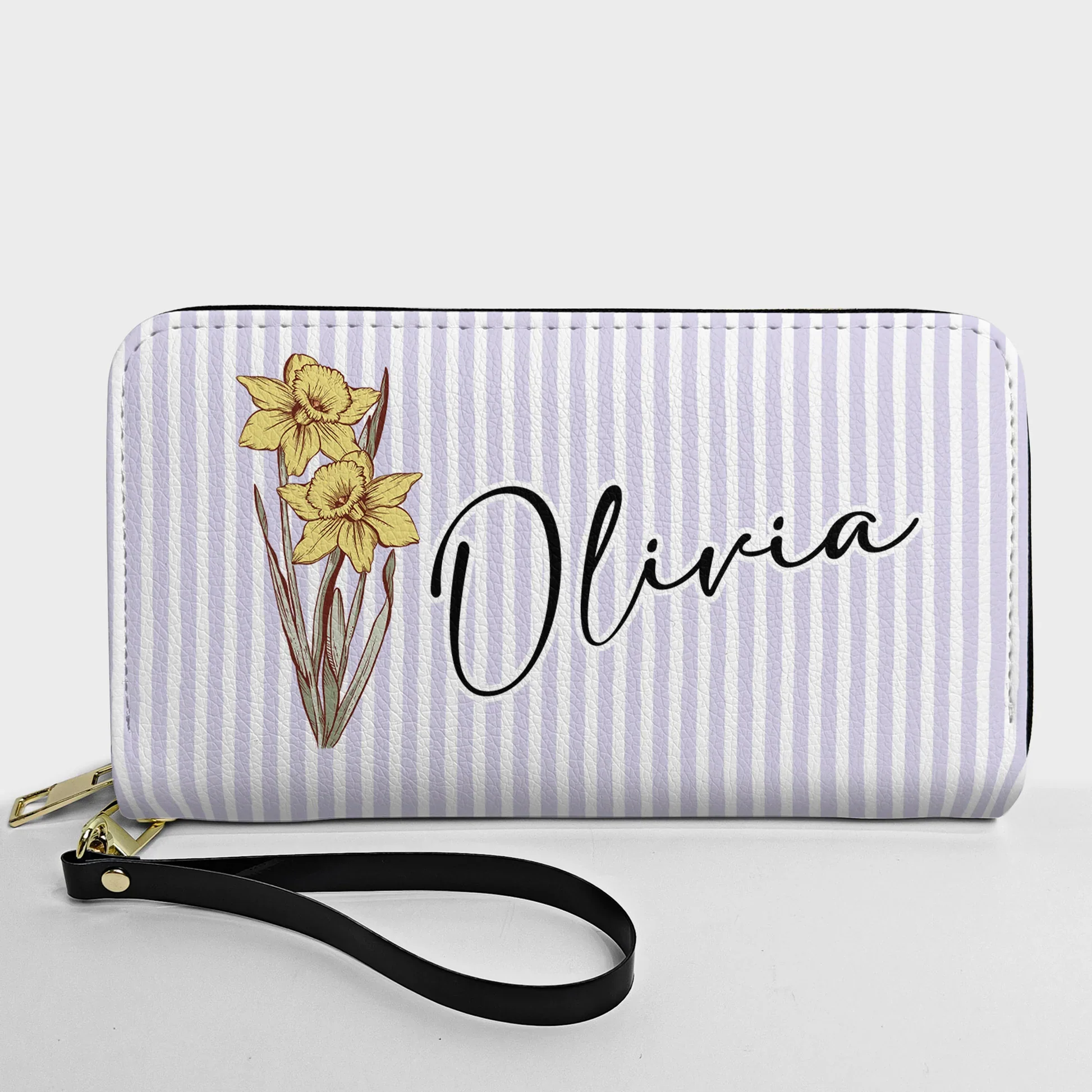 Custom Name Leather Long Wallet With Soft Pastel Floral Design, Thoughtful Gift For Mom Or Friend, Easy To Love Daily - Image 2
