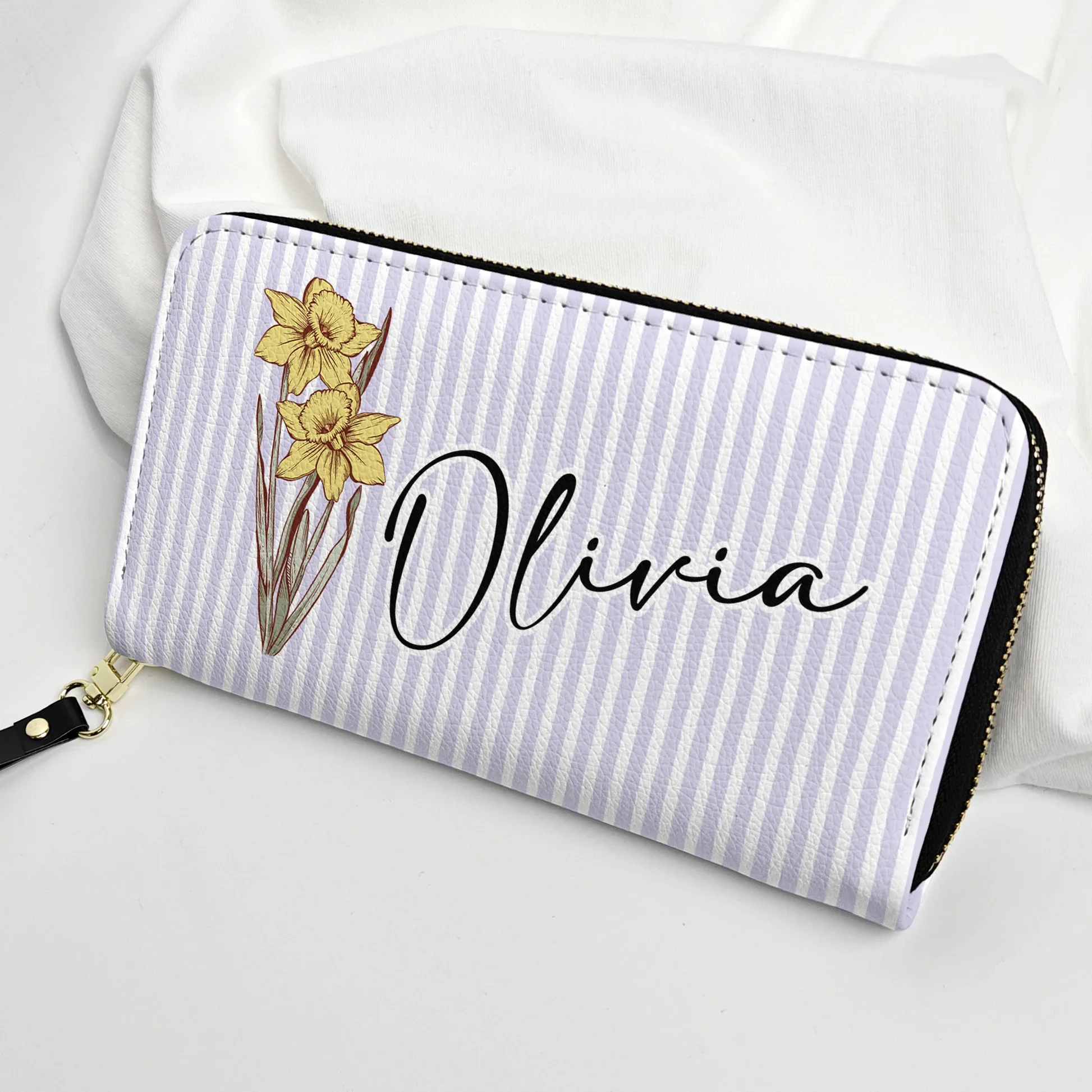 Custom Name Leather Long Wallet With Soft Pastel Floral Design, Thoughtful Gift For Mom Or Friend, Easy To Love Daily - Image 6