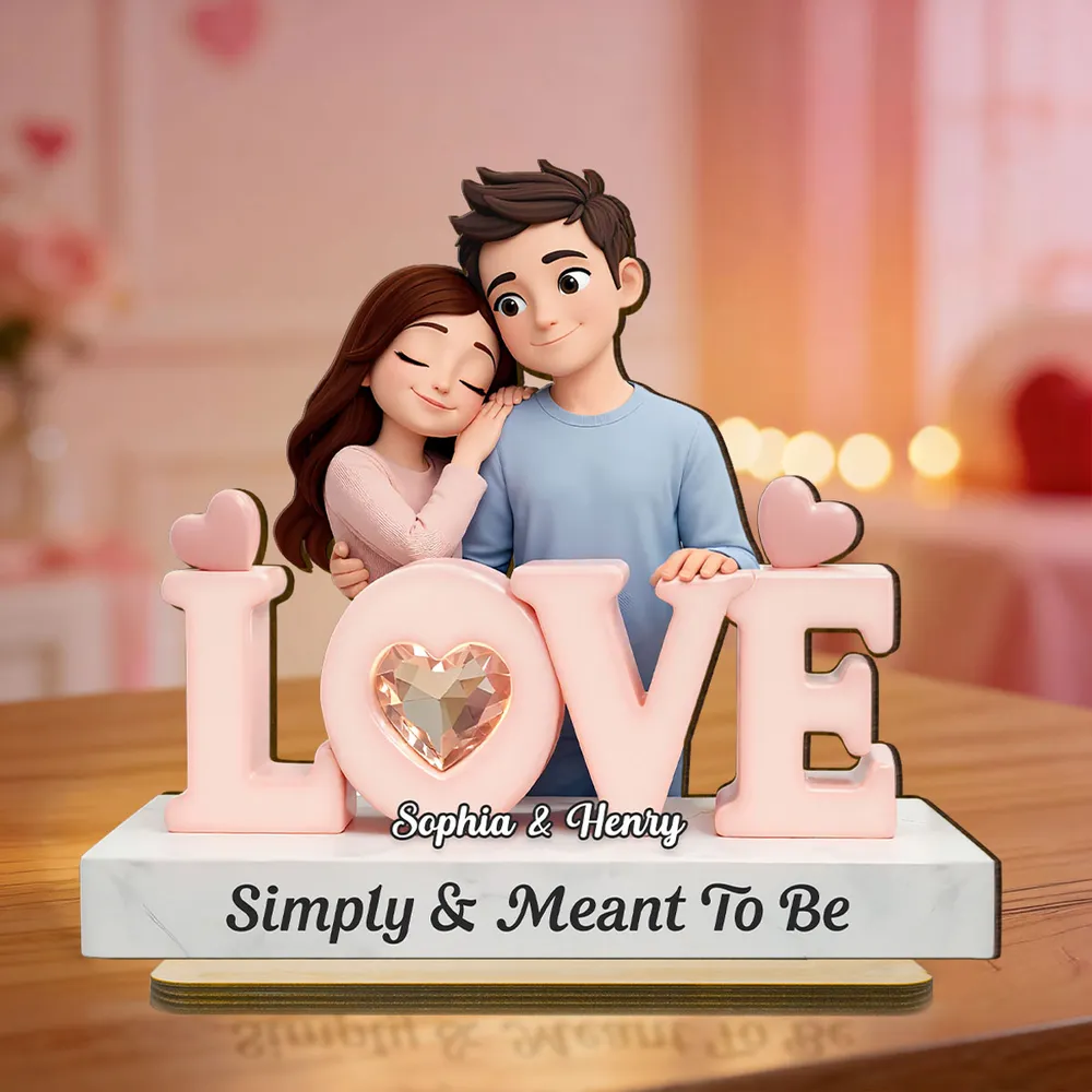 Simply & Meant To Be Wooden Plaque, Personalized Love Decor for Couple Nightstand or Shelf, Thoughtful Unique Gift - Image 4