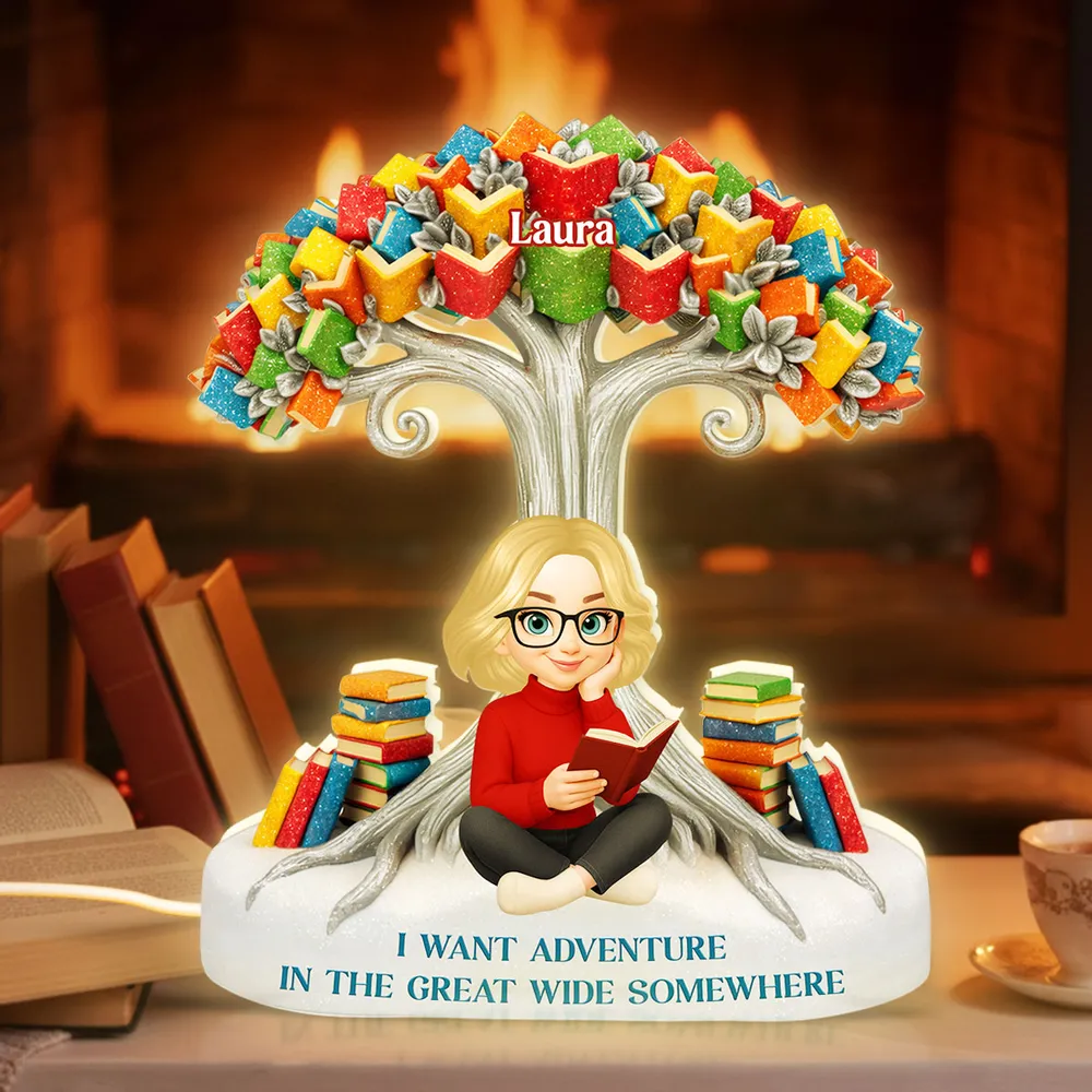 Acrylic Light Box with Reading Girl and Book Tree, Personalized Keepsake for Bedroom or Bookshelf, Thoughtful Gift - Image 6