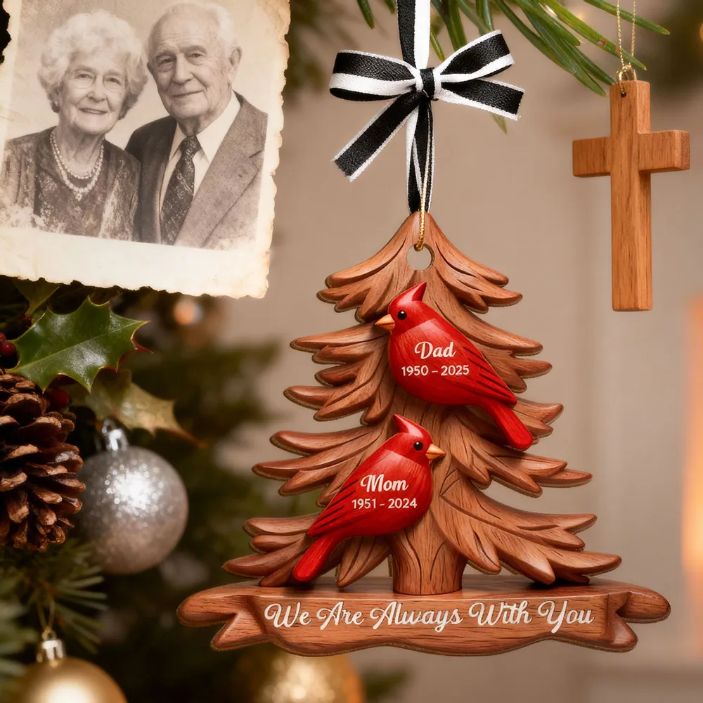 Cardinal Memorial Acrylic Ornament Pine Tree Design 'We Are Always With You' Unique Sympathy Gift - Image 6