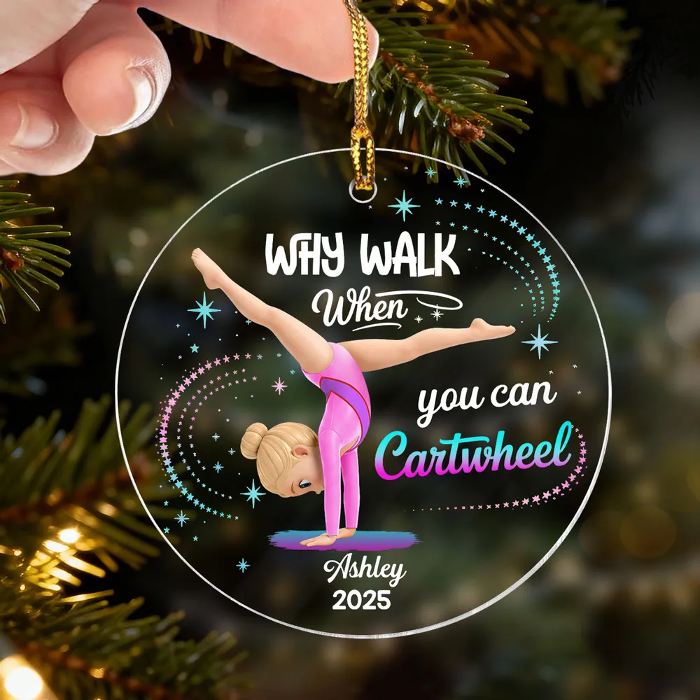 Personalized Acrylic Ornament Gymnast Cartwheel Girl Glitter Star Design Unique Gift For Daughter Or Granddaughter - Image 8