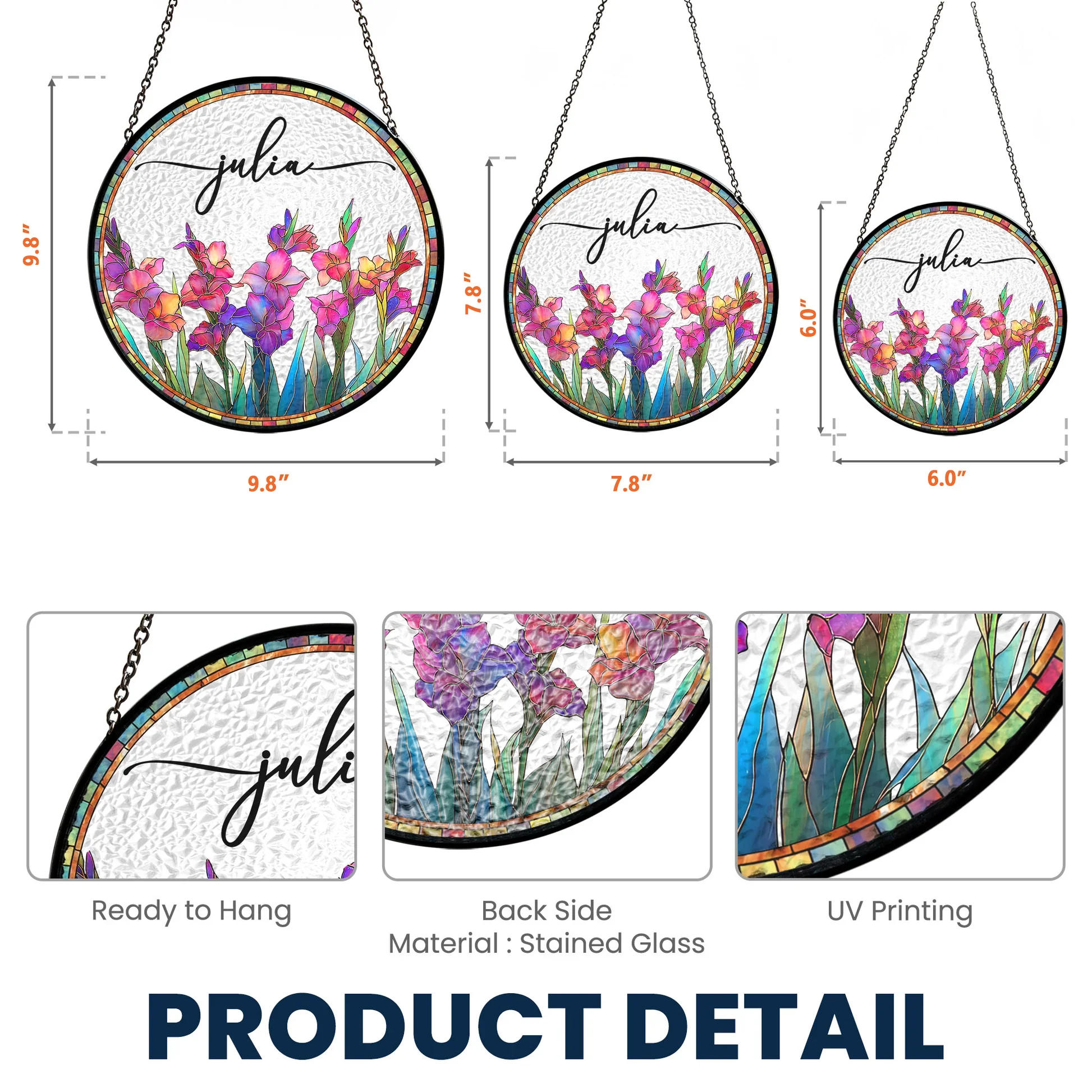 Personalized Birth Flower Glass Suncatcher Ornament for Window Display, Bright Stained Glass Style, Unique Gift for Mom - Image 4