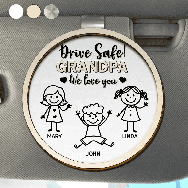 Personalized Car Visor Clip with Drive Safe Daddy Message and Cute Stick Figure - Unique Gift for Dad - Image 3