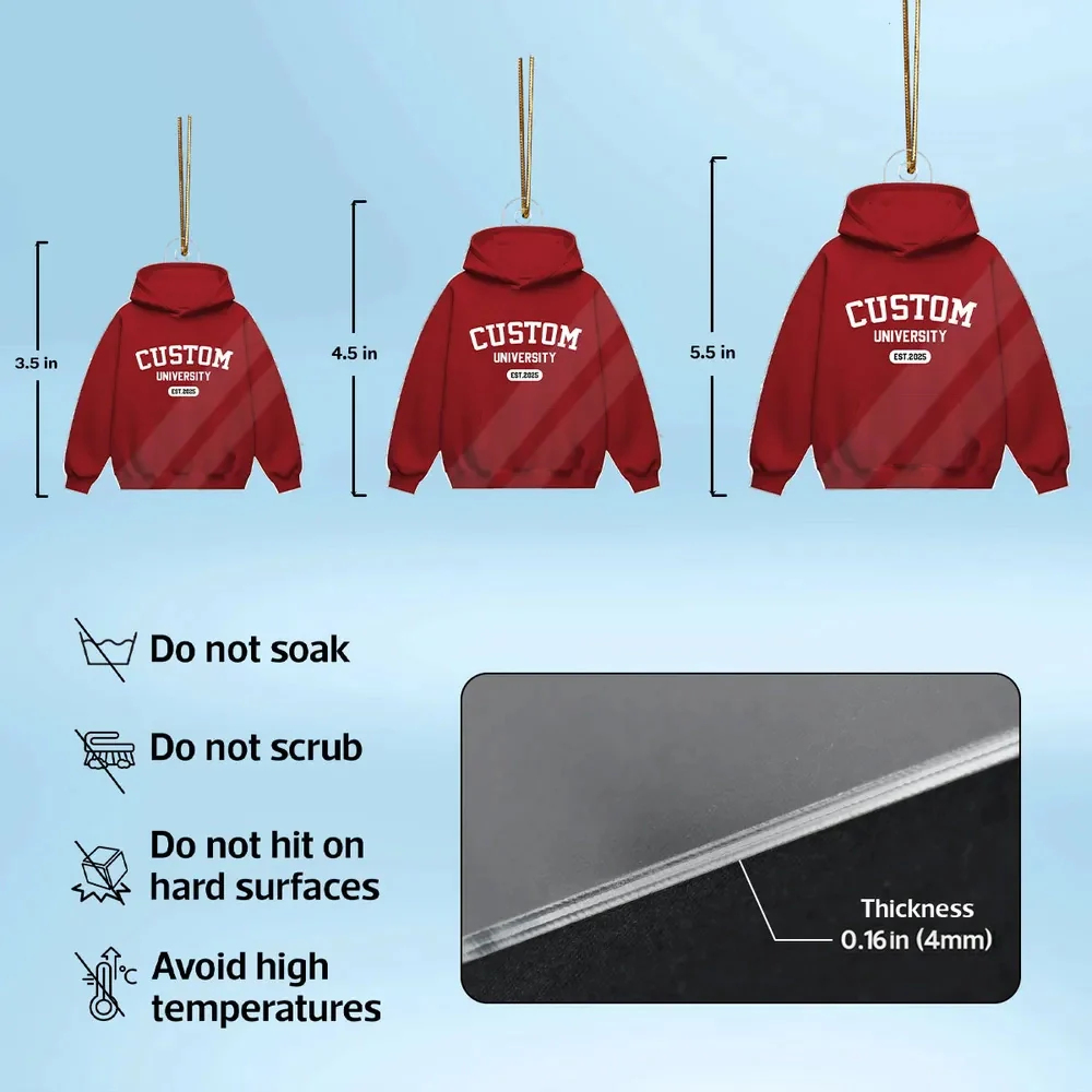 Personalized School Spirit Acrylic Ornament Custom University Sweater Look Holiday Decor Unique Gift - Image 4