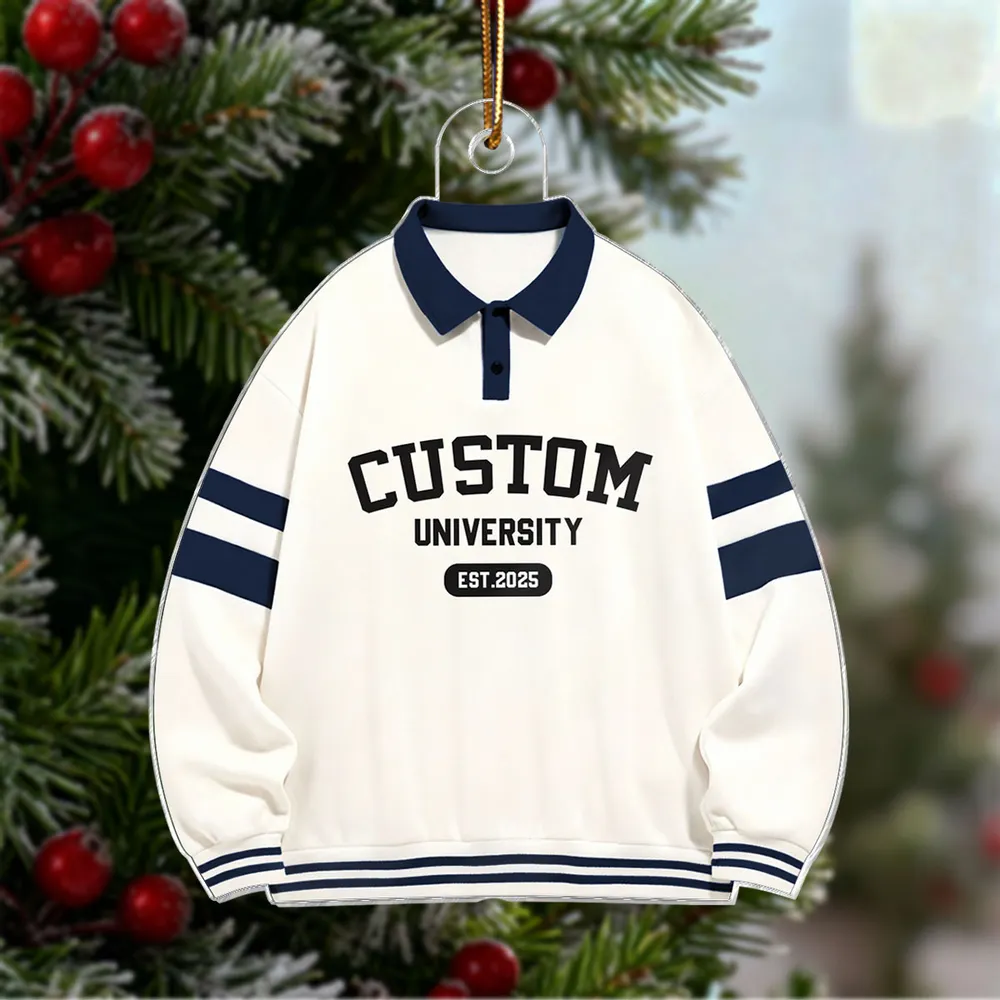 Personalized School Spirit Acrylic Ornament Custom University Sweater Look Holiday Decor Unique Gift - Image 5