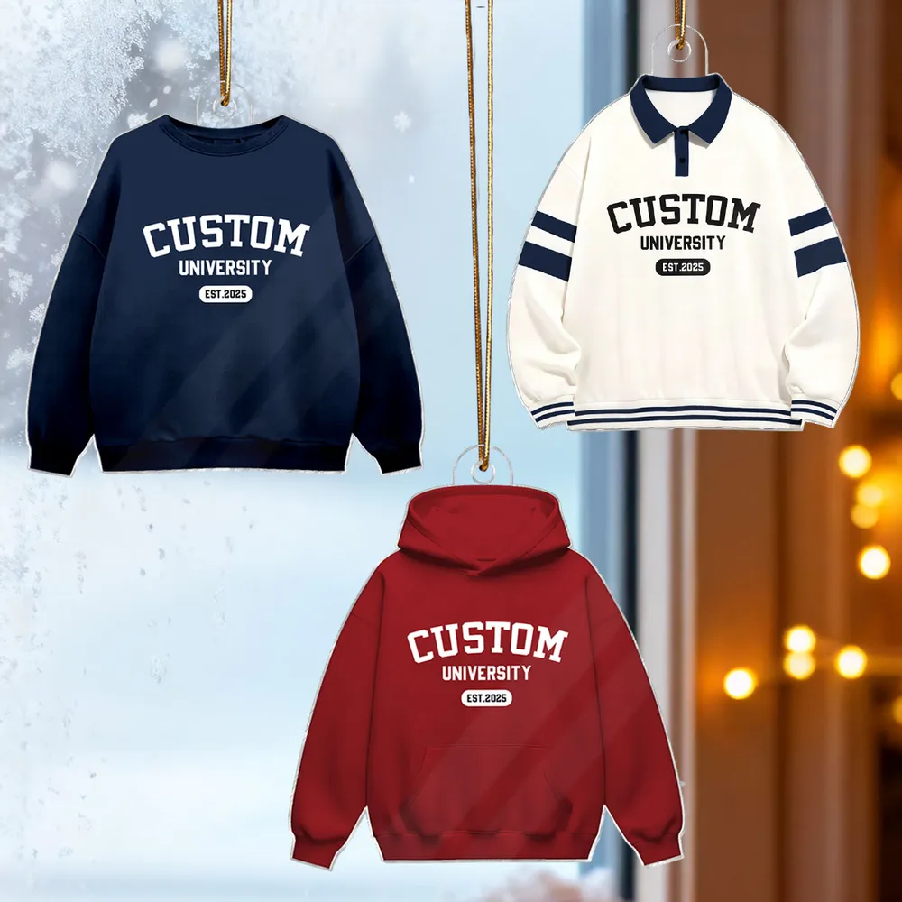 Personalized School Spirit Acrylic Ornament Custom University Sweater Look Holiday Decor Unique Gift - Image 7