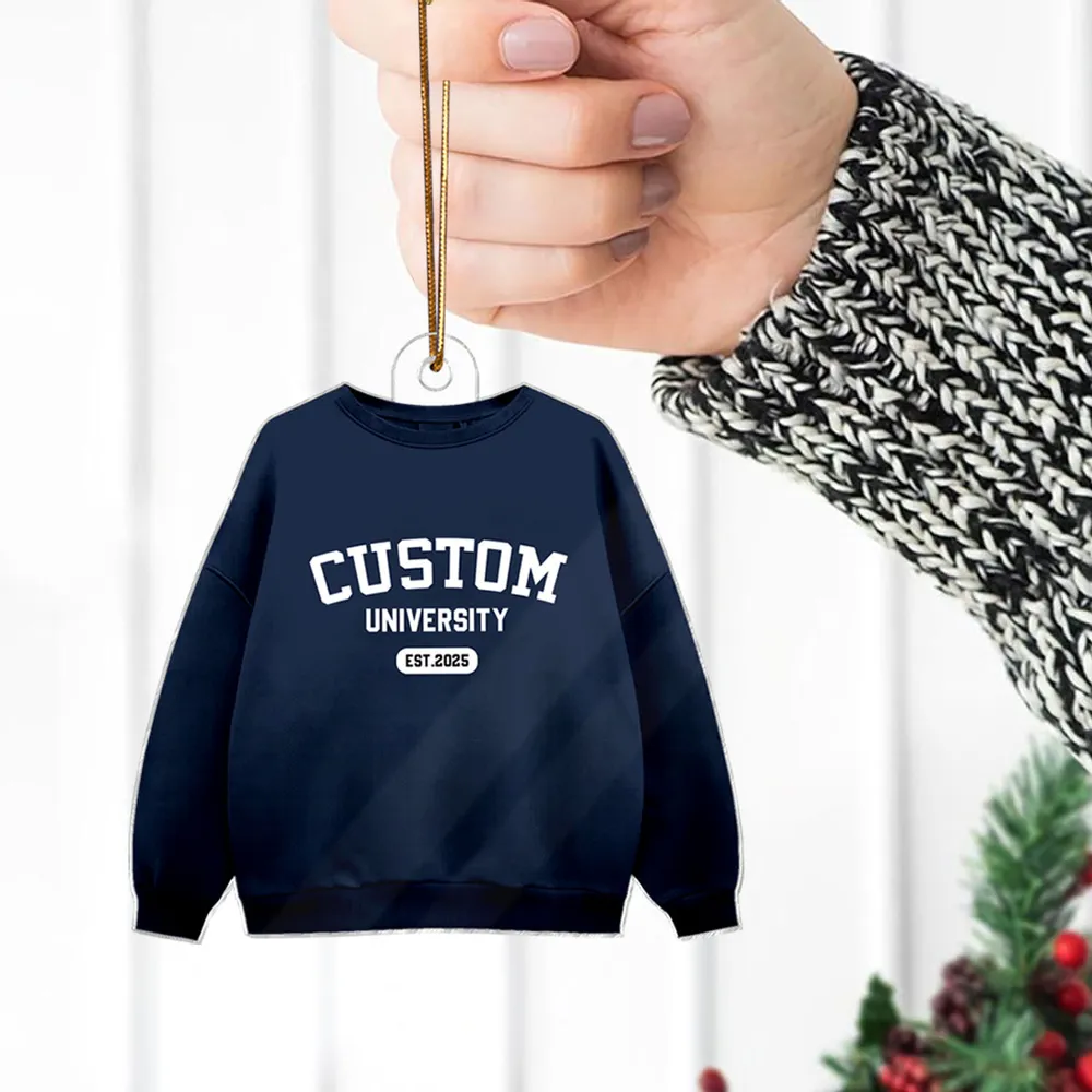 Personalized School Spirit Acrylic Ornament Custom University Sweater Look Holiday Decor Unique Gift - Image 8
