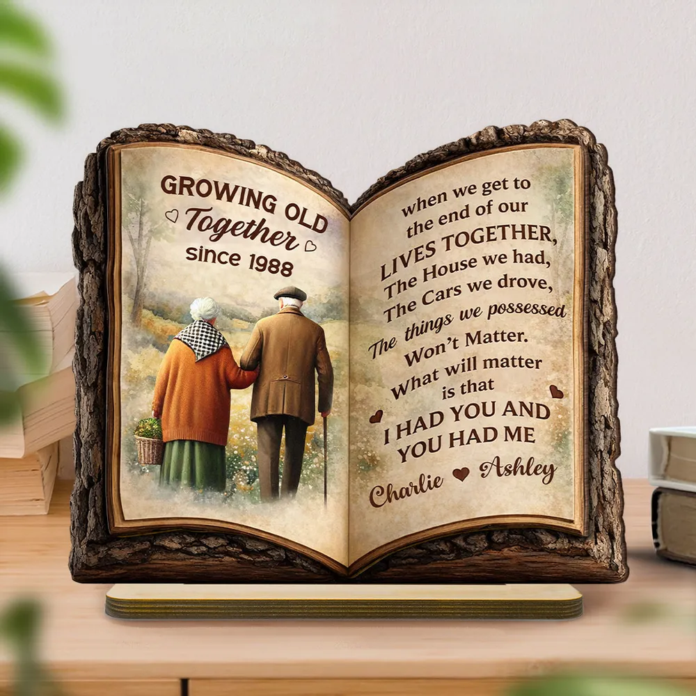 Personalized 2-Layer Wooden Plaque Open Book Couple Walking Together, Heartfelt Keepsake Decor, Unique Gift for Husband & Wife - Image 3