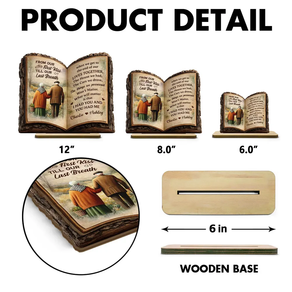 Personalized 2-Layer Wooden Plaque Open Book Couple Walking Together, Heartfelt Keepsake Decor, Unique Gift for Husband & Wife - Image 4