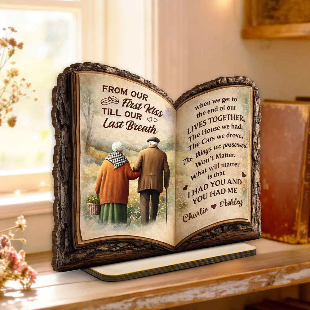 Personalized 2-Layer Wooden Plaque Open Book Couple Walking Together, Heartfelt Keepsake Decor, Unique Gift for Husband & Wife - Image 6