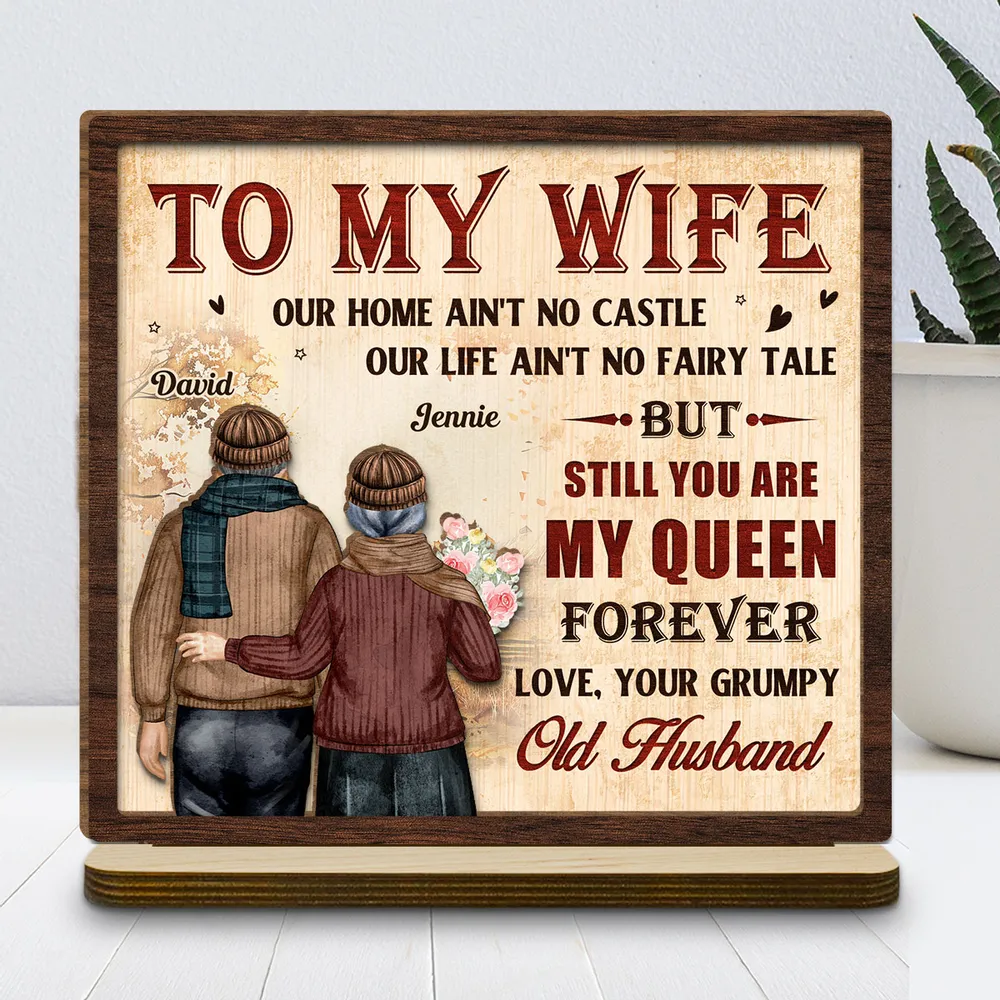 2-Layer Wooden Plaque Personalized To My Wife, Vintage Couple Walking Away Quote Plaque, Unique Romantic Gift - Image 7